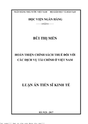 Hoàn thiện chính sách thuế đối với các dịch vụ tài chính ở việt nam