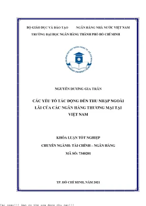 Các yếu tố tác động đến thu nhập ngoài lãi của các ngân hàng thương mại việt nam 2021
