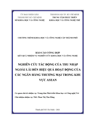 Nghiên cứu tác động của thu nhập ngoài lãi đến hiệu quả hoạt động của các ngân hàng thương mại trong khu vực asean