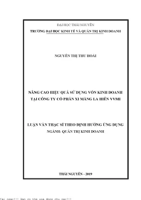 Nâng cao hiệu quả sử dụng vốn kinh doanh tại công ty cổ phần xi măng la hiên vvmi