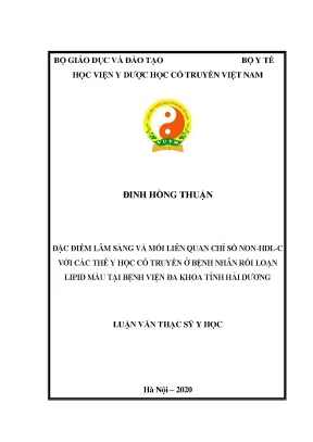 Đặc điểm lâm sàng và mối liên quan chỉ số non hdl c với các thể chế y học cổ truyền ở bệnh nhân rối loạn lipid máu tại bệnh viện đa khoa tỉnh hải dương