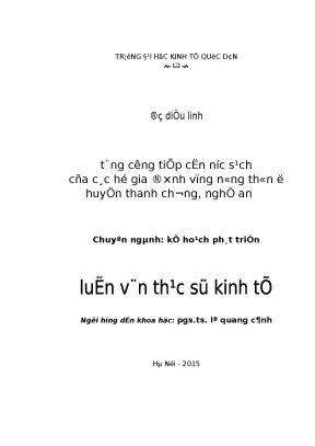 Tăng cường tiếp cận nước sạch của các hộ gia đình vùng nông thôn ở huyện thanh chương nghệ an