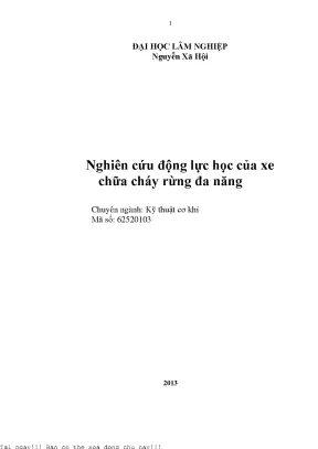 Nghiên cứu động lực học của xe chữa cháy rừng đa năng