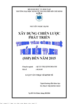 Xây dựng chiến lược phát triển trumg tâm công nghệ phần mềm tp hồ chí minh ssp đến năm 2015