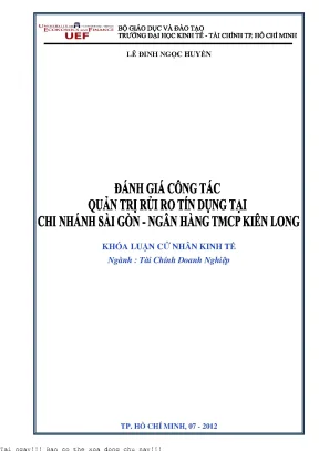 Đánh giá công tác quản trị rủi ro tín dụng tại chi nhánh sài gòn ngân hàng thương mại cổ phần kiên long