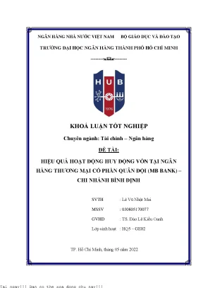 Hiệu quả hoạt động huy động vốn tại ngân hàng thương mại cổ phần quân đội mb bank chi nhánh bình định 2022