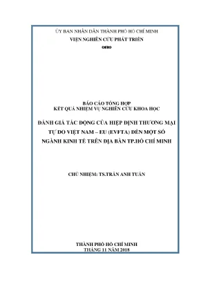 Đánh giá tác động của hiệp định thương mại tự do việt nam eu evfta đến một số ngành kinh tế trên địa bàn thành phố hồ chí minh