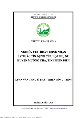 Nghiên cứu hoạt động nhận ủy thác tín dụng của hội phụ nữ huyện mường chà tỉnh điện biên