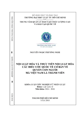 Nội luật hóa và thực tiễn nội luật hóa các điều ước quốc tế cơ bản về quyền con người mà việt nam là thành viên