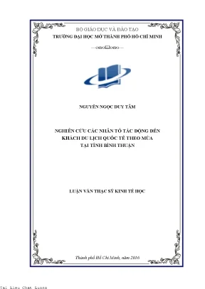 Nghiên cứu các nhân tố tác động đến khách du lịch quốc tế theo mùa tại tỉnh bình thuận