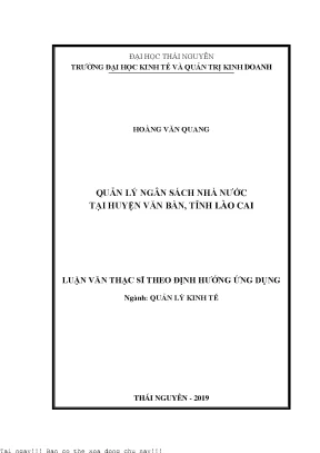 Quản lý ngân sách nhà nước tại huyện văn bàn tỉnh lào cai
