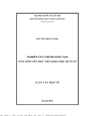 Nghiên cứu chỉ số sáng tạo của sinh viên học viện khoa học quân sự