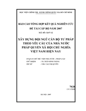 Xây dựng đội ngũ cán bộ tư pháp theo yêu cầu của nhà nước pháp quyền xã hội chủ nghĩa việt nam hiện nay 1