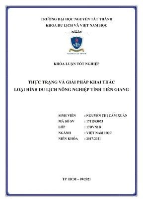 Thực trạng và giải pháp khai thác loại hình du lịch nông nghiệp tỉnh tiền giang
