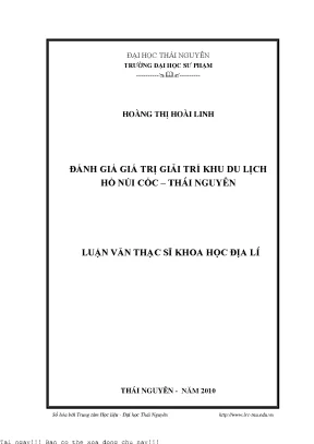 Đánh giá giá trị giải trí khu du lịch hồ núi cốc thái nguyên