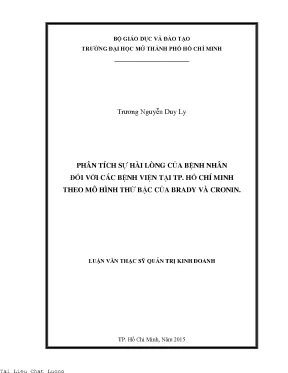 Phân tích sự hài lòng của bệnh nhân đối với các bệnh viện tại tp hồ chí minh theo mô hình thức bậc của brady và cronin