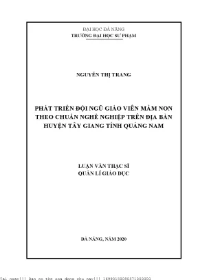 Phát triển đội ngũ giáo viên mầm non theo chuẩn nghề nghiệp trên địa bàn huyện tây giang tỉnh quảng nam