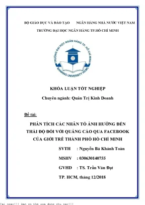 Phân tích các nhân tố ảnh hưởng đến thái độ đối với quảng cáo qua facebook của giới trẻ thành phố hồ chí minh 2018
