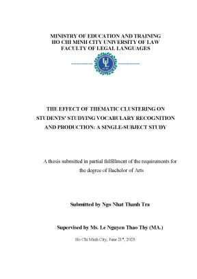The effect of thematic clustering on students studying vocabulary recognition and production a single subject study