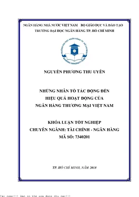 Những nhân tố tác động đến hiệu quả hoạt động của ngân hàng thương mại việt nam 2018