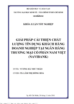 Giải pháp cải thiện chất lượng tín dụng khách hàng doanh nghiệp tại ngân hàng thương mại cổ phần nam việt navibank