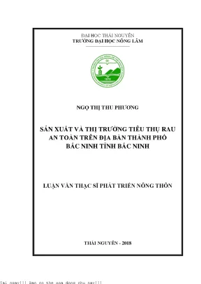 Sản xuất và thị trường tiêu thụ rau an toàn trên địa bàn thành phố bắc ninh tỉnh bắc ninh