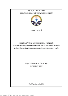 Nghiên cứu ứng dụng hệ thống phát điện năng lượng mặt trời cho thành phố lào cai và đề xuất giải pháp quản lý kinh doanh năng lượng mặt trời