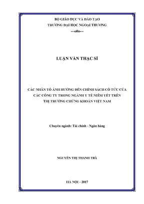 Thực trạng chi trả cổ tức của các công ty ngành y tế niêm yết trên ttck việt nam