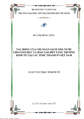 Tác động của chi ngân sách nhà nước cho giáo dục và đào tạo đến tăng trưởng kinh tế tại các tỉnh thành ở việt nam