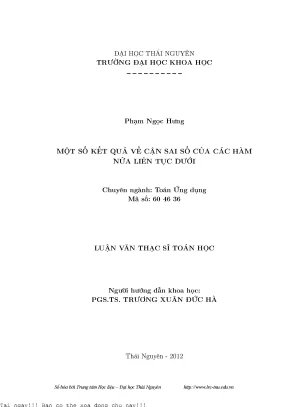 Một số kết quả về cận sai số của các hàm nửa liên tục dưới