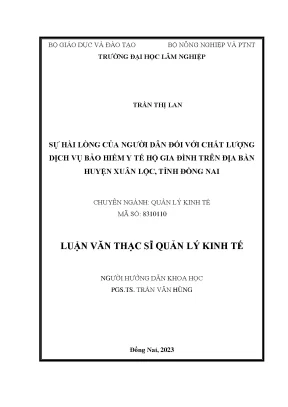 Sự hài lòng của người dân đối với chất lượng dịch vụ bảo hiểm y tế hộ gia đình trên địa bàn huyện xuân lộc tỉnh đồng nai