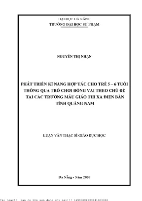 Phát triển kĩ năng hợp tác cho trẻ 5 6 tuổi thông qua trò chơi đóng vai theo chủ đề tại các trường mẫu giáo thị xã điện bàn tỉnh quảng nam