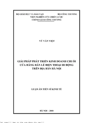 Giải pháp phát triển kinh doanh chuỗi cửa hàng bán lẻ điện thoại di động trên địa bàn hà nội