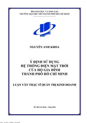 Ý định sử dụng hệ thống điện mặt trời của hộ gia đình thành phố hồ chí minh