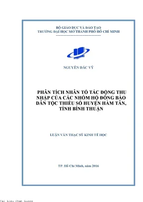 Sự khác biệt thu nhập giữa các nhóm hộ đồng bào dân tộc thiểu số huyện hàm tân tỉnh bình thuận