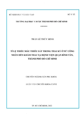 Tỉ lệ thiếu máu thiếu sắt trong thai kỳ ở nữ công nhân đến khám thai tại bệnh viện quận bình tân thành phố hồ chí minh