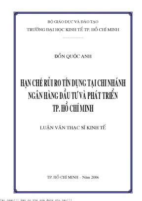 Hạn chế rủi ro tín dụng tại chi nhánh ngân hàng đầu tư và phát triển tp hồ chí minh