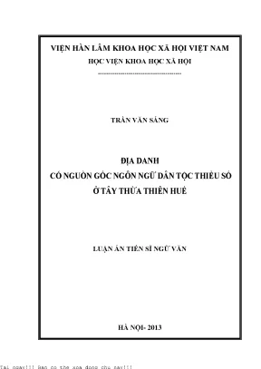 Địa danh có nguồn gốc ngôn ngữ dân tộc thiểu số ở tây thừa thiên huế
