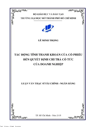 Tác động tính thanh khoản của cổ phiếu đến quyết định chi trả cổ tức của doanh nghiệp
