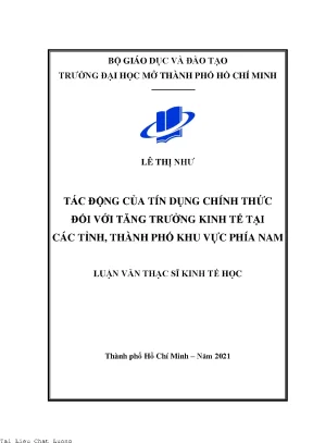 Tác động của tín dụng chính thức đối với tăng trưởng kinh tế tại các tỉnh thành phố khu vực phía nam
