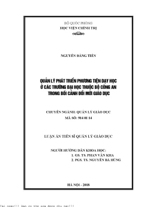 Quản lý phát triển phương tiện dạy học ở các trường đại học thuộc bộ công an trong bối cảnh đổi mới giáo dục