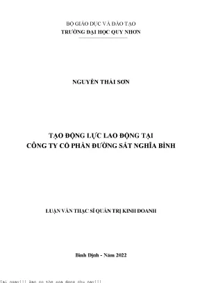 Tạo động lực lao động tại công ty cổ phần đường sắt nghĩa bình