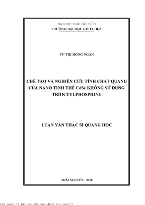 Chế tạo và nghiên cứu tính chất quang của nano tinh thể cdse không sử dụng trioctylphosphine