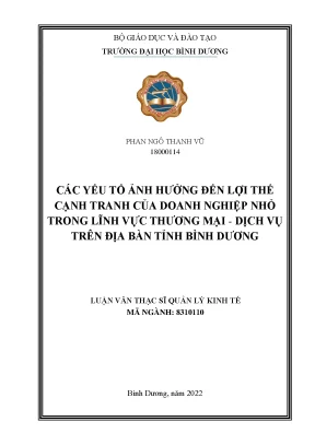 Các yếu tố ảnh hưởng đến lợi thế cạnh tranh của doanh nghiệp nhỏ trong lĩnh vực thương mại dịch vụ trên địa bàn tỉnh bình dương