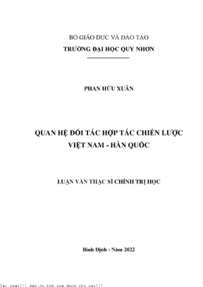 Quan hệ đối tác hợp tác chiến lược việt nam hàn quốc