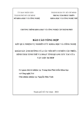 Khảo sát ảnh hưởng của cầu nối hữu cơ đến cấu trúc hình thái tinh thể và hoạt tính quang xúc tác của vật liệu bi mof