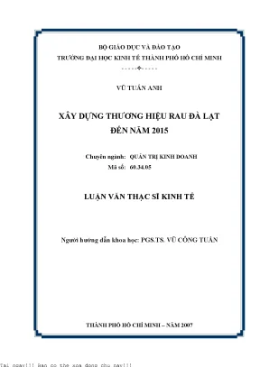 Xây dựng thương hiệu rau đà lạt đến năm 2015