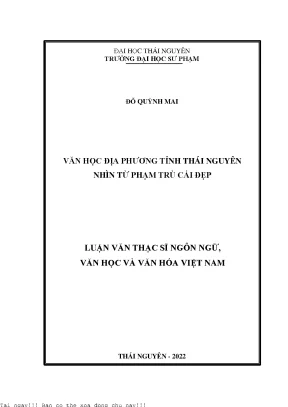 Văn học địa phương tỉnh thái nguyên nhìn từ phạm trù cái đẹp
