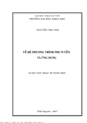 Về hệ phương trình phi tuyến và ứng dụng