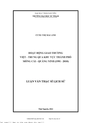 Hoạt giao thương việt trung qua khu vực thành phố móng cái quảng ninh 1991 2010